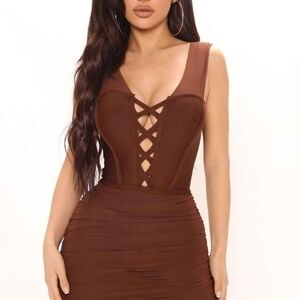 New Brown Bandage Mini Dress